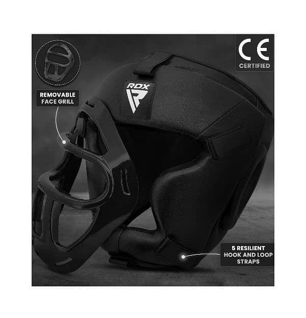 RDX Boxing Headgear Maya Hide Leather MMA Muay Thai, Removable Grill 1