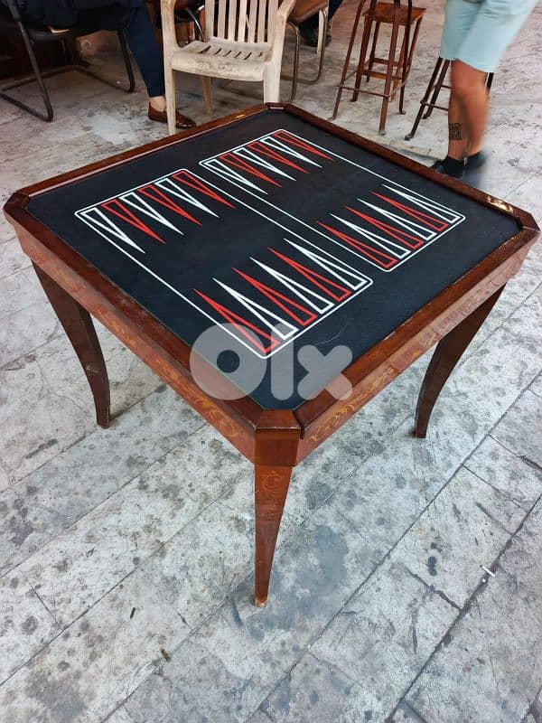 طاولة شطرنج وزهر ورولرل وورق مميزة مركتري ايطالي table de jeu 1