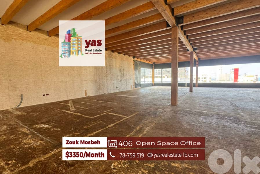 Zouk Mosbeh 406m2 | Office | Rent | Open Space | Prime Location | EL 0