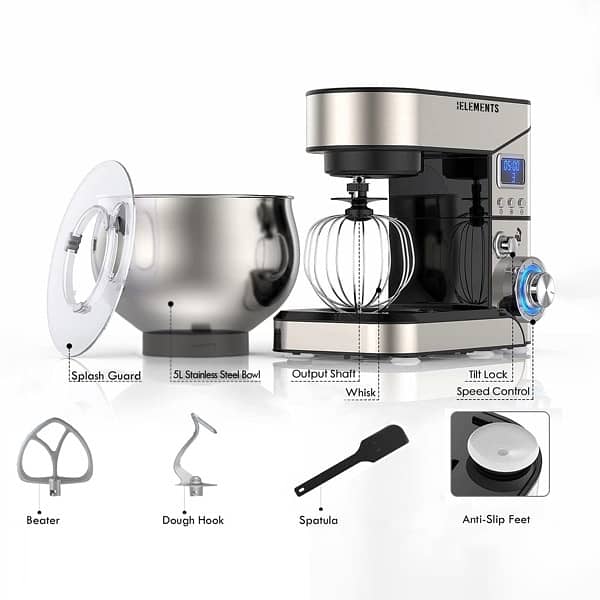 KB ELEMENTS STAINLESS STEEL STAND MIXER 5 Litersعجانة ٥ كيلو 3