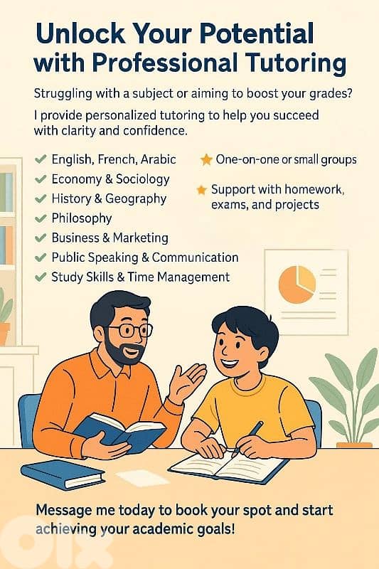 Learn Smarter with Personalized Tutoring in Zalka and surroundings 0
