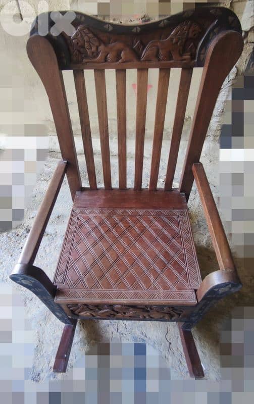 كرسي هزاز(rocking chair)خشب مسيف  موغونو، قطعة قديمة 62x58cm 1