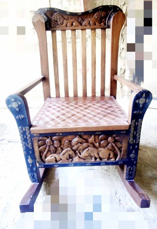 كرسي هزاز(rocking chair)خشب مسيف  موغونو، قطعة قديمة 62x58cm 2