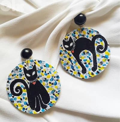 Handmade/handpainted real leather earrings