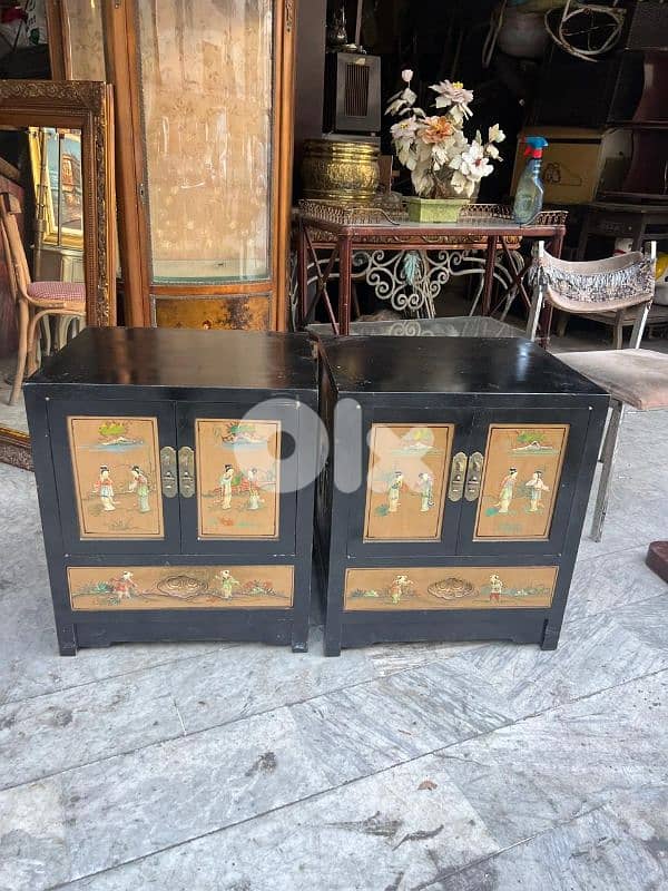 vintage table commode Chinese طاولة كومود عدد2 انتيك ولا اروع شغل مميز 0