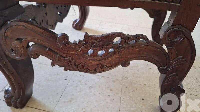 Antique Royal Throne Chair  Hand-carved solid wood for sale 2