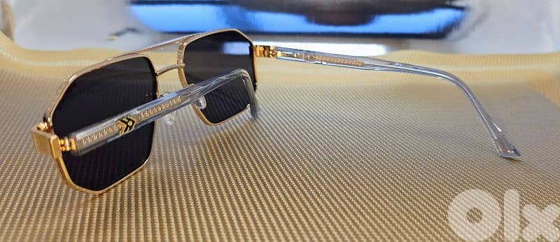 Police Sunglasses Gold Black Metal Angular Pilot Green SPL F66 5