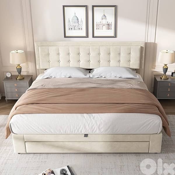 ModernLuxe e Bed Frame, Fashion Upholstered Ottoman Bed 3