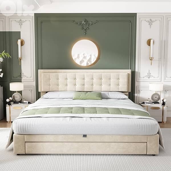 ModernLuxe e Bed Frame, Fashion Upholstered Ottoman Bed 4