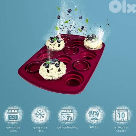 Coox Silicone Muffin Mold 12 Cups Dark Red - قالب مافن سيليكون 2