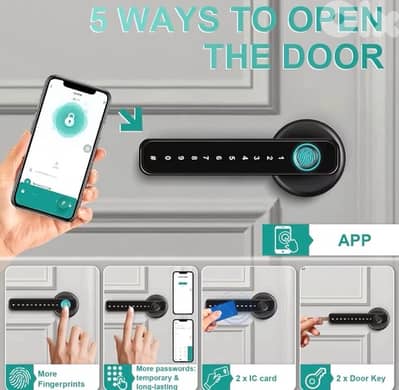 Smart Door Lock /Card/fingerprint/code/bluetooth app/key قفل باب زكي