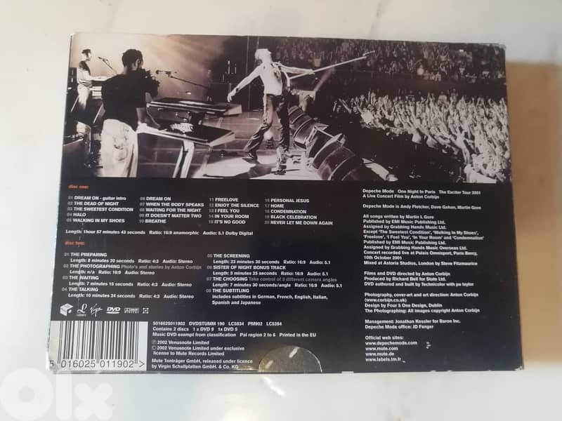 Depeche mode one night in Paris 2 DVDs set 3