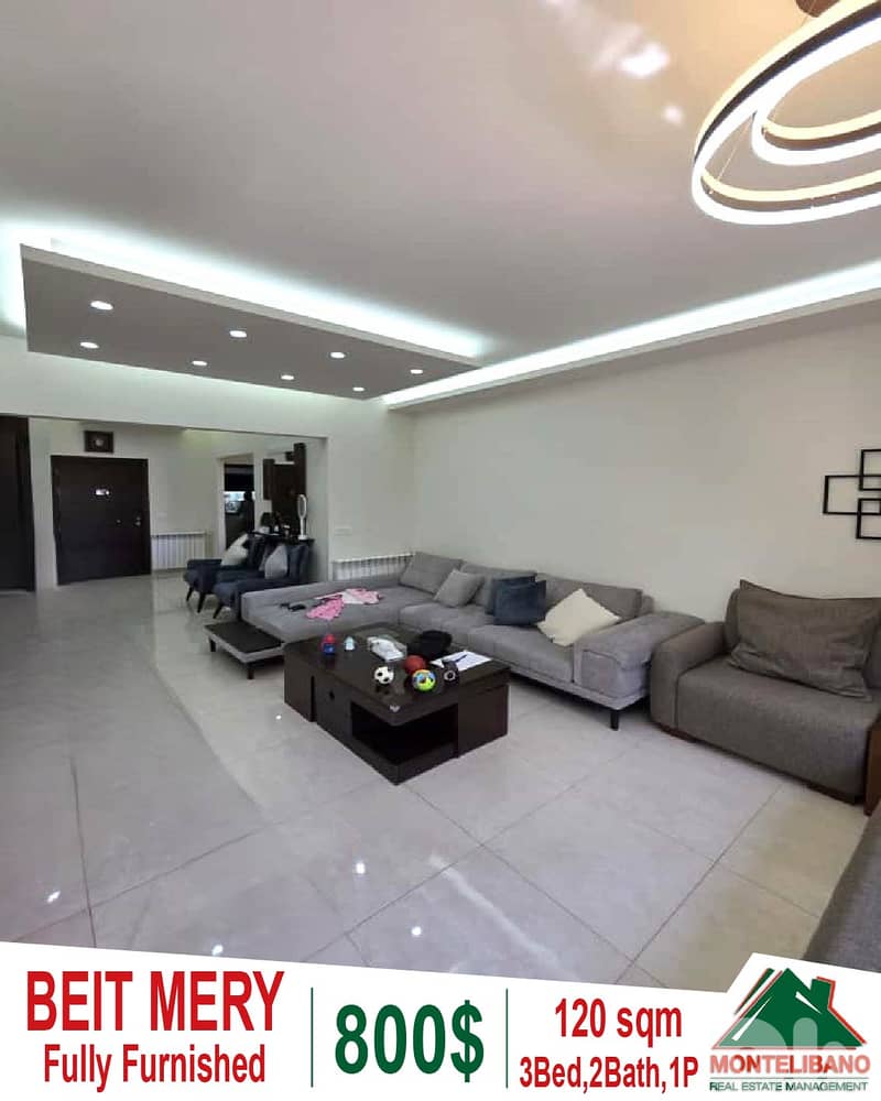 Fully Furnished 120 sqm Apartment For Rent in Beit Mery (بيت مري) 0