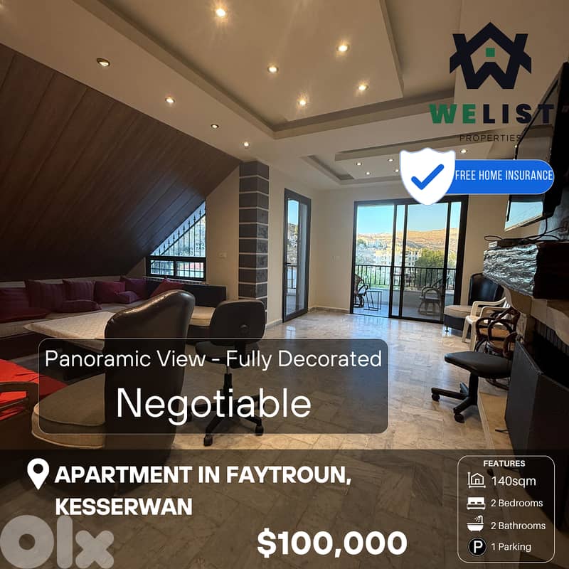 Apartment for sale in Faytroun شقة للبيع في منطقة فيطرون 0