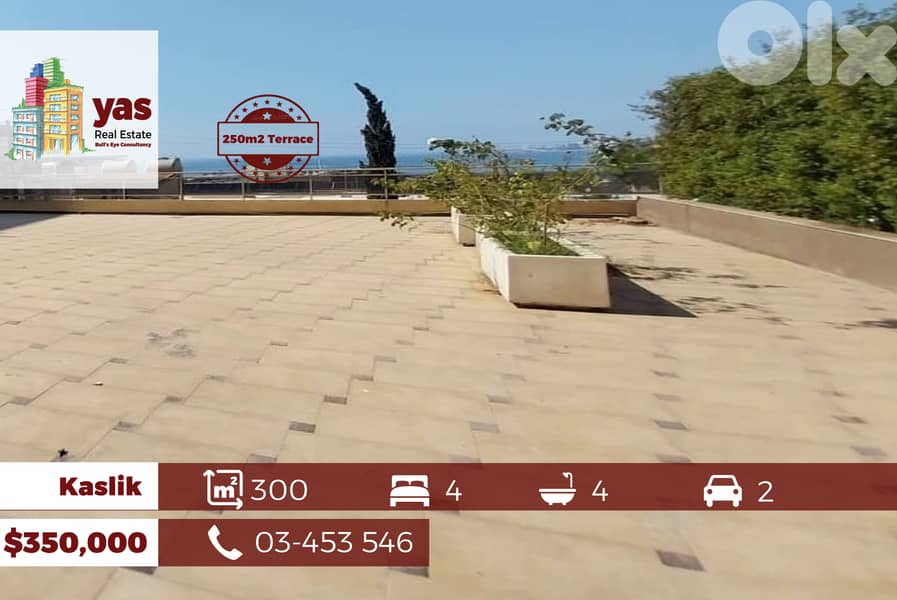 Kaslik 300m2 | 250m2 Terrace | Spacious Flat | Prime Location | EH/YV 0