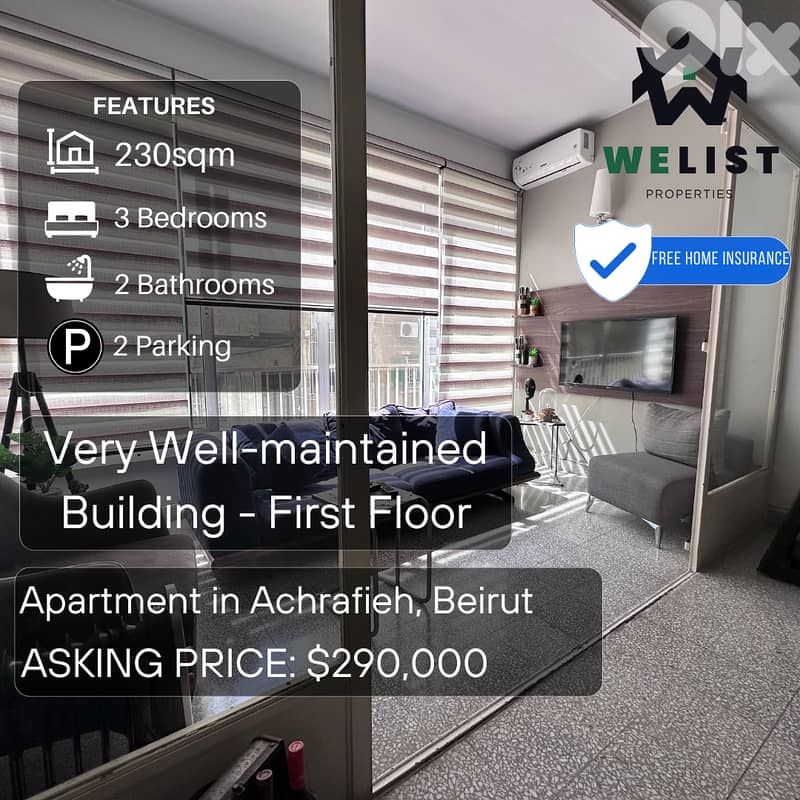 Apartment for sale in Achrafieh, Beirut شقة للبيع في منطقة الاشرفية 0