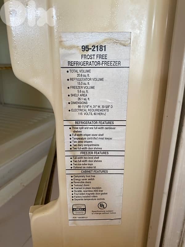 Tappan frost free refrigerator 11