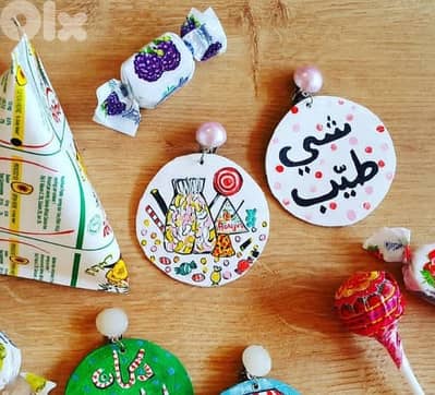 Real leather handpainted earrings