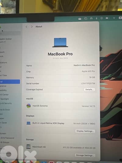 Macbook pro 18gb ram M3