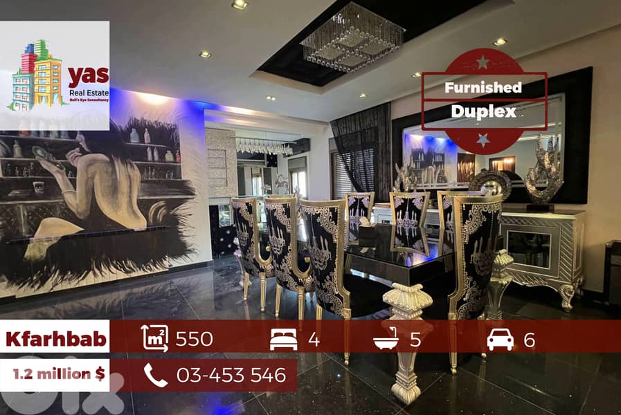 Kfarhbab 550m2  | Furnished Duplex | Prime Location | Catch | EH/IV 0