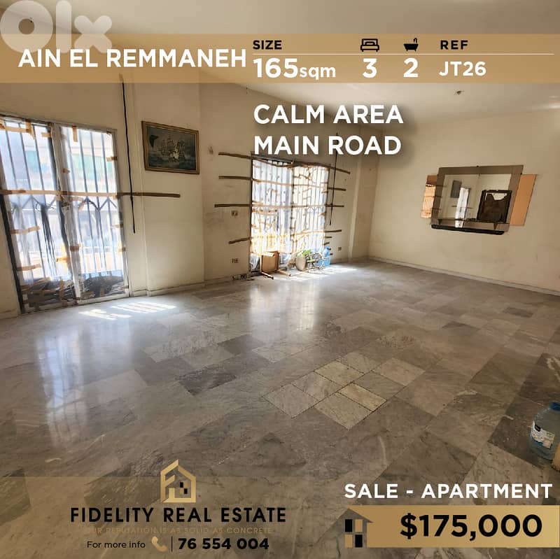 Apartment for sale in Ain El Remmaneh JT26 شقة  للبيع في عين الرمانة 0