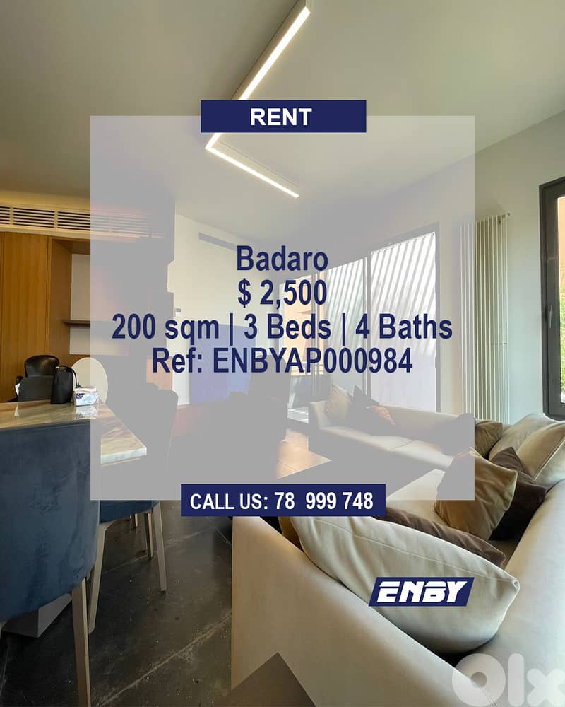 Apartment for Rent in Badaro | Prime Location | High end 0