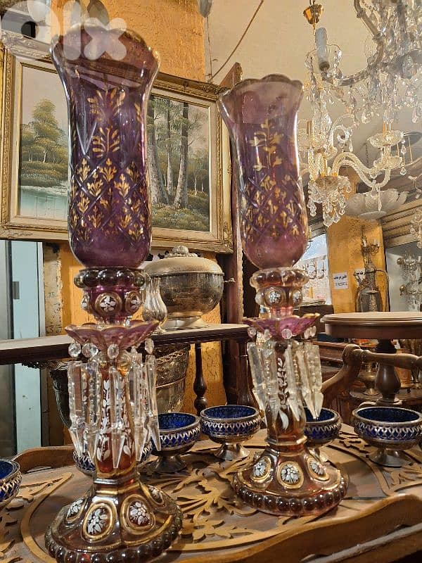 لمبادير عدد٢ قنديل تشيكي قديم شغل يدوي مميز 0