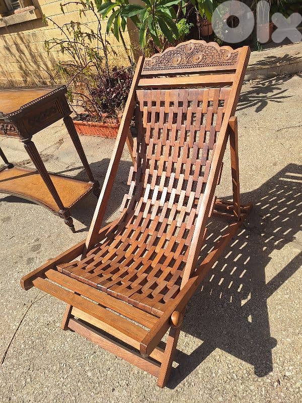 كرسي خشب ورد مسيف قابلة للطي مميزة انتيك قديم 0