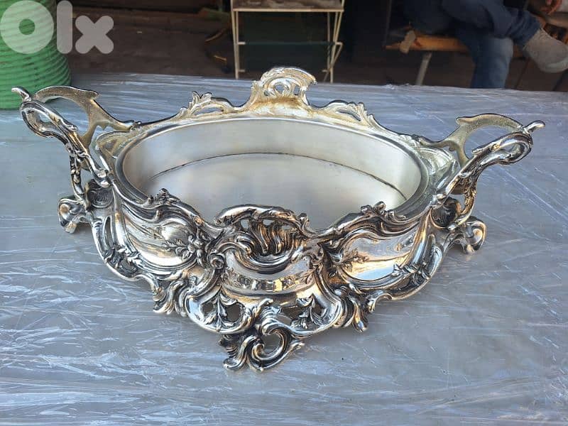 جردنيار مفضض فرنسي انتيك شغل فني رائع جدا jardinière centre pieces 3