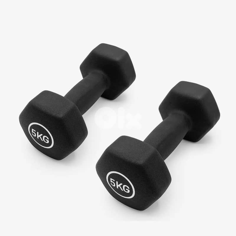 DUMBELLS 5kg + Weighted Exercise Bar - 8kg 1