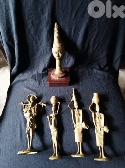 5 Statiue ancien lourd en cuivre / 5 Heavy Old Statue in Copper