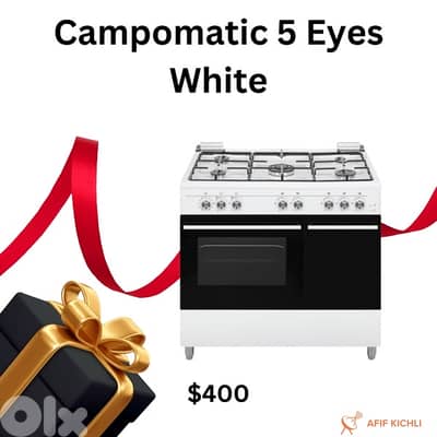 Gas Cookers 5 Eyes White-Stainless