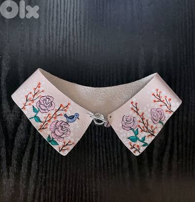 Handpainted real leather collar/1 piece