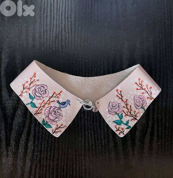 Handpainted real leather collar/1 piece 0