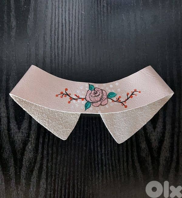 Handpainted real leather collar/1 piece 1