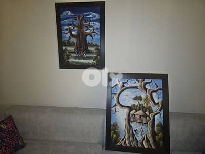 set of 2 paintings - on canvas - signed L. Dramie