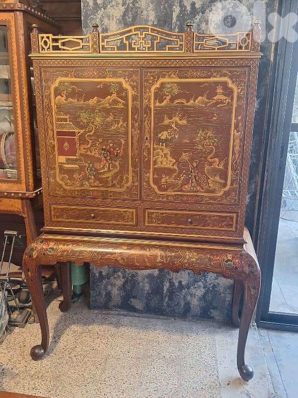 chinese red bar cabinet 0