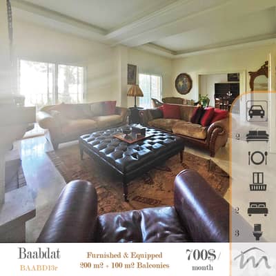 Baabdat | One of a Kind 200m² + 100m² Terrace | Furnished & Equipped