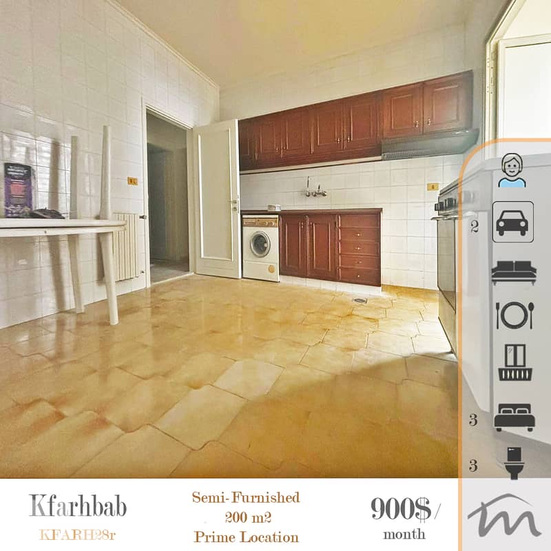 Kfarehbab | Semi Furnished 200m² Apartment | Prime Location | Balcony 0