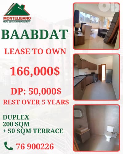 200 sqm Duplex For Sale in Baabdat (بعبدات)+50 sqm Terrace&Installment