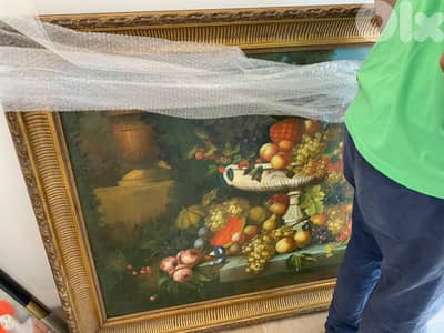 Large Framed Still Life Painting – Fruit & Flow