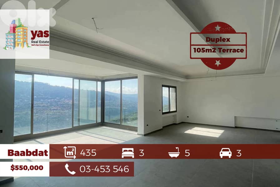 Baabdat 330m2 | 105m2 Terrace | New Duplex | Luxury | View | OH 0