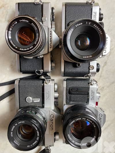 canon av1  canon TX Olympus OM-1 Nikon fm2