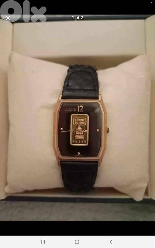 Milex Swiss collection watch with 1 grm Credit Suisse Gold 1980's. 2