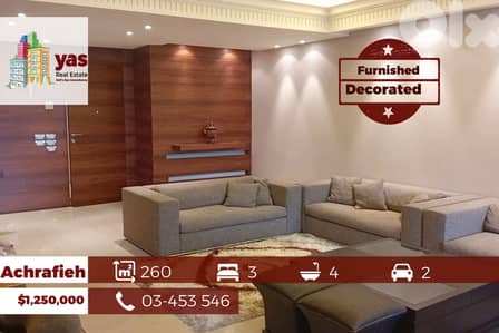 Achrafieh/Saifi 260m2 |Furnished | Luxurious | Renovated | OH