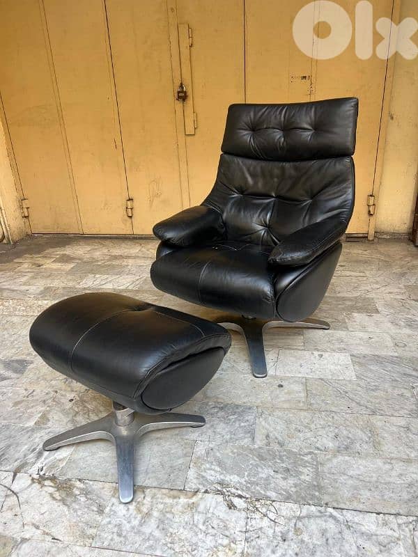 recliner lounge chair leather original italyكرسي متحرك جلد طبيعي 0