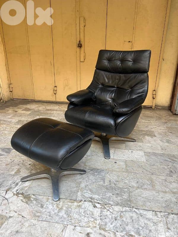 recliner lounge chair leather original italyكرسي متحرك جلد طبيعي 2