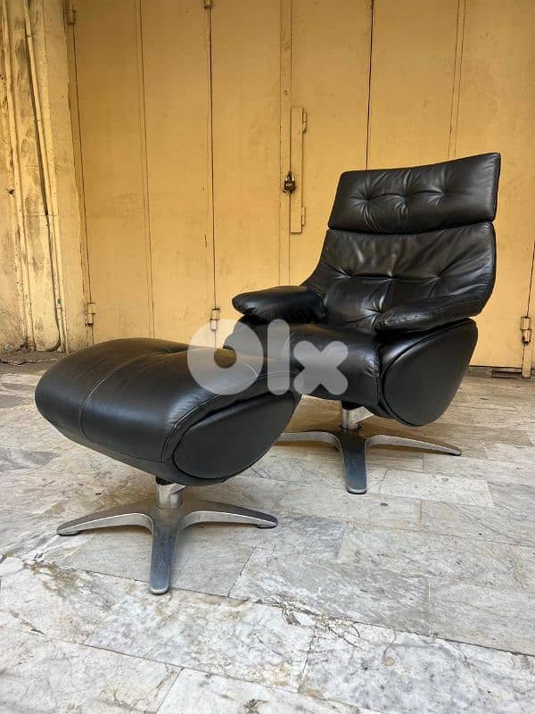 recliner lounge chair leather original italyكرسي متحرك جلد طبيعي 3