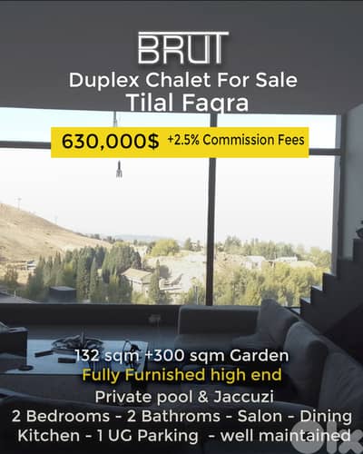 132 sqm + 300 sqm Terrace luxurious Chalet for sale in Tilal Faqra