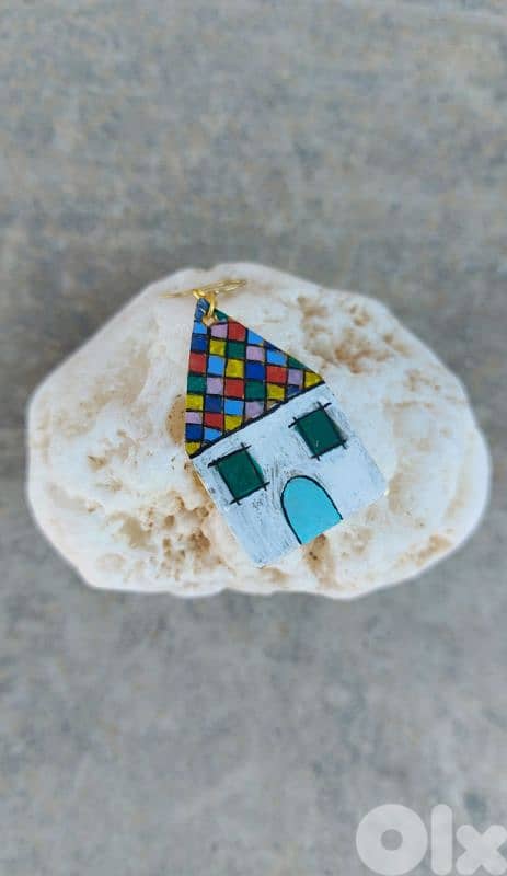 HOME shape handmade brass  earrings 2